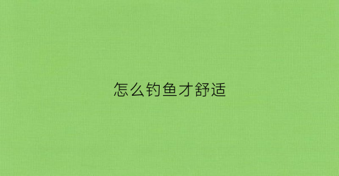 怎么钓鱼才舒适(钓鱼该怎么钓才能钓上)