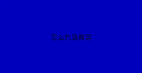 怎么钓鱼撒窝(鱼撒窝子用什么)
