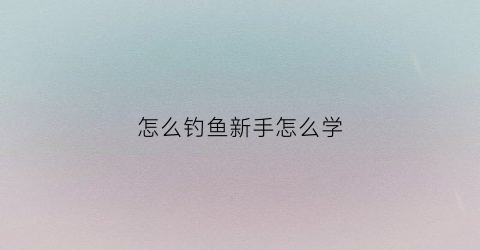 怎么钓鱼新手怎么学