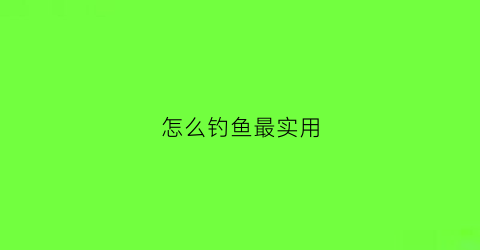 怎么钓鱼最实用(怎么钓鱼方法)