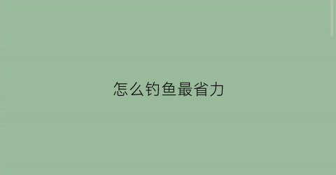 怎么钓鱼最省力(怎么钓鱼最好钓)