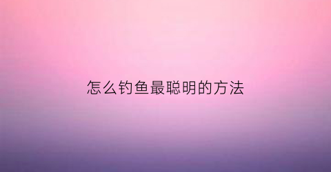 怎么钓鱼最聪明的方法