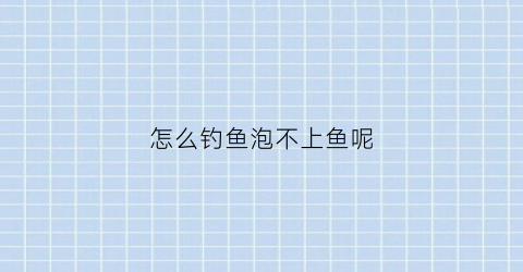 怎么钓鱼泡不上鱼呢(钓鱼有泡儿不咬钩怎么回事儿)
