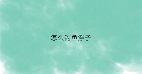 怎么钓鱼浮子(怎么钓鱼浮子最好)