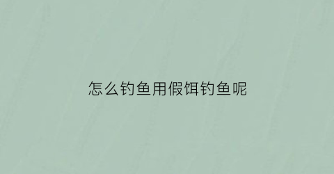 怎么钓鱼用假饵钓鱼呢(怎么钓鱼用假饵钓鱼呢视频)