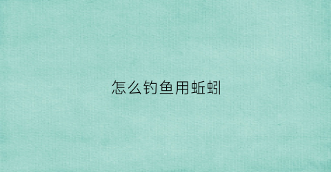 怎么钓鱼用蚯蚓(怎么钓鱼用蚯蚓好钓)