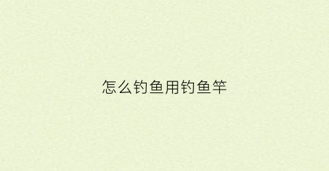 怎么钓鱼用钓鱼竿(怎么钓鱼用钓鱼竿好)