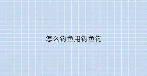 怎么钓鱼用钓鱼钩