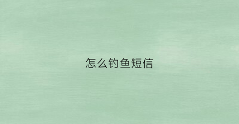 怎么钓鱼短信(怎么钓鱼聊天)