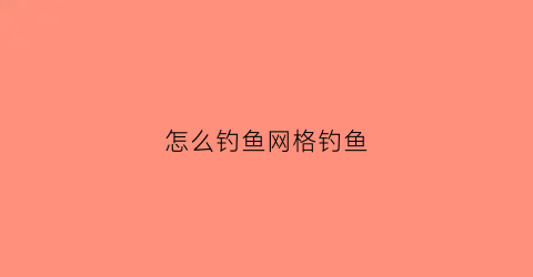 怎么钓鱼网格钓鱼