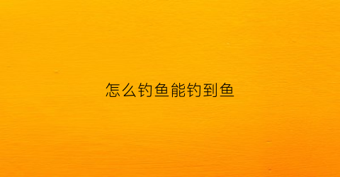 怎么钓鱼能钓到鱼