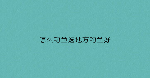 怎么钓鱼选地方钓鱼好(怎么钓鱼选地方钓鱼好一点)