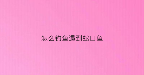 怎么钓鱼遇到蛇口鱼(深圳蛇口哪里可以钓鱼)