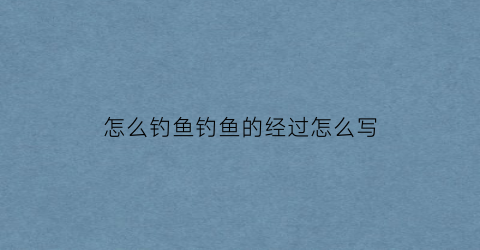 怎么钓鱼钓鱼的经过怎么写(钓鱼的经验)