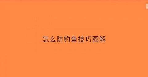 怎么防钓鱼技巧图解(防止钓鱼的最好方法)