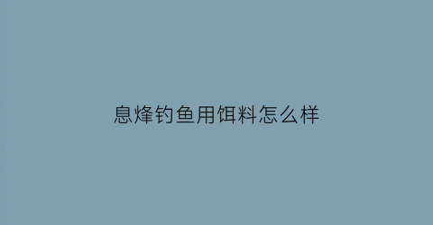 息烽钓鱼用饵料怎么样(息烽钓鱼的地方)