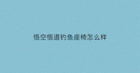 “悟空悟道钓鱼座椅怎么样(空钩悟道钓椅配件去哪家配)