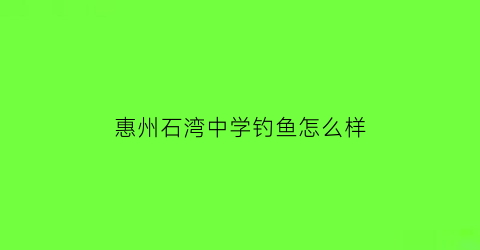“惠州石湾中学钓鱼怎么样(惠州石湾中学高中部怎么样)