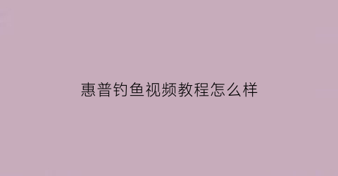 惠普钓鱼视频教程怎么样