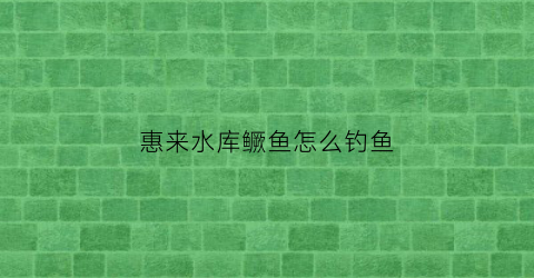 惠来水库鳜鱼怎么钓鱼(惠来水库缺水吗)