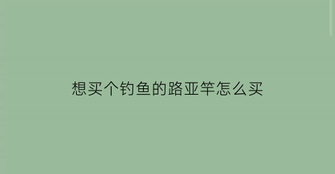 想买个钓鱼的路亚竿怎么买(购买路亚鱼竿)