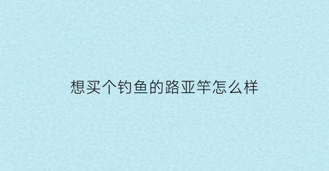 想买个钓鱼的路亚竿怎么样(钓鱼用的路亚竿)