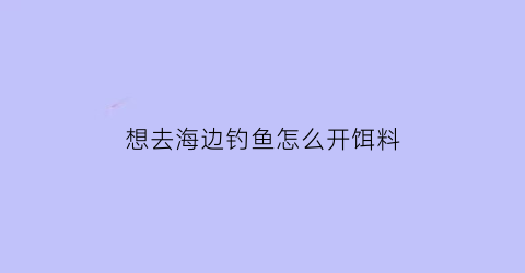 想去海边钓鱼怎么开饵料