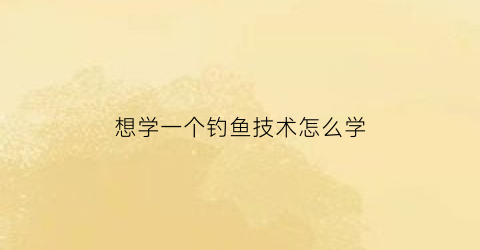 “想学一个钓鱼技术怎么学(想学一个钓鱼技术怎么学的)