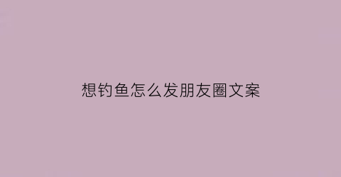 想钓鱼怎么发朋友圈文案(想钓鱼的句子)