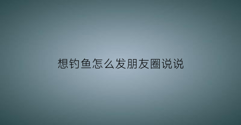 想钓鱼怎么发朋友圈说说(想钓鱼的说说)