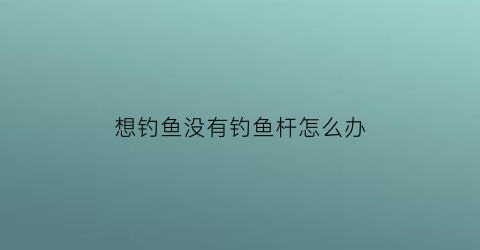 想钓鱼没有钓鱼杆怎么办(没有鱼竿如何钓鱼)