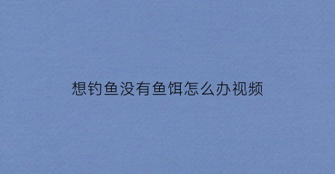 想钓鱼没有鱼饵怎么办视频