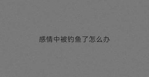 感情中被钓鱼了怎么办(感情里面钓鱼)