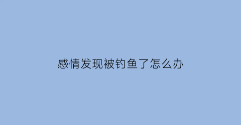 “感情发现被钓鱼了怎么办(感情中钓鱼)