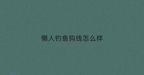 懒人钓鱼钩线怎么样(懒人钓饵钓鱼效果怎么样)