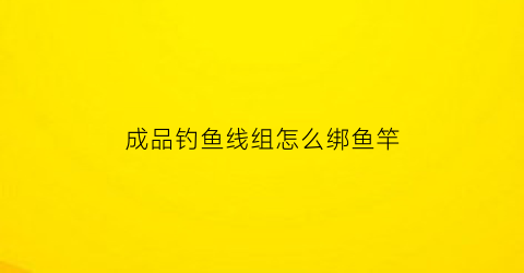 成品钓鱼线组怎么绑鱼竿(成品鱼线怎么调漂)