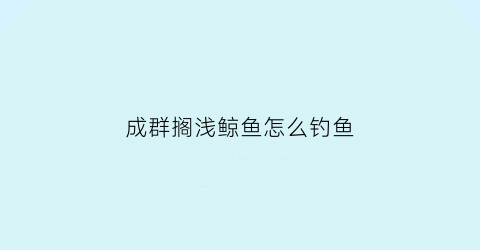 成群搁浅鲸鱼怎么钓鱼