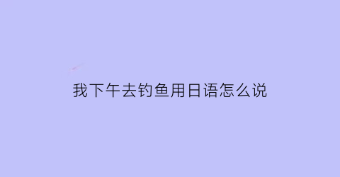 “我下午去钓鱼用日语怎么说(我下午去钓鱼用日语怎么说写)