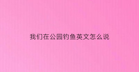 我们在公园钓鱼英文怎么说(我们在公园钓鱼英文怎么说呢)