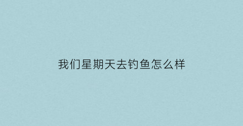 我们星期天去钓鱼怎么样(我们通常星期天去钓鱼翻译)