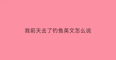 “我前天去了钓鱼英文怎么说(我们前天去钓鱼了英文)