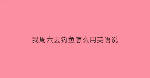 我周六去钓鱼怎么用英语说(星期六去钓鱼怎么样的英语)