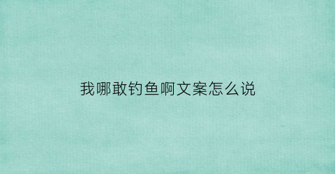 我哪敢钓鱼啊文案怎么说(我去钓鱼了钓的什么鱼)