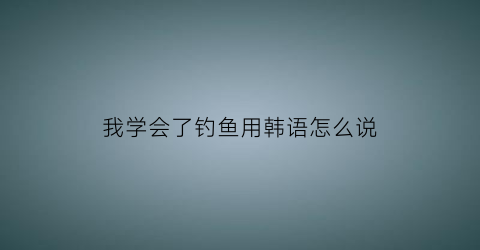 我学会了钓鱼用韩语怎么说