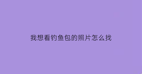 我想看钓鱼包的照片怎么找(钓鱼的背包图片多少钱一个)
