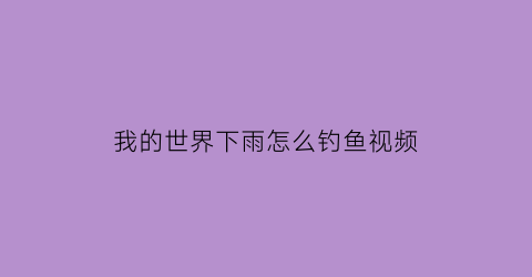 我的世界下雨怎么钓鱼视频(我的世界在下大雨)