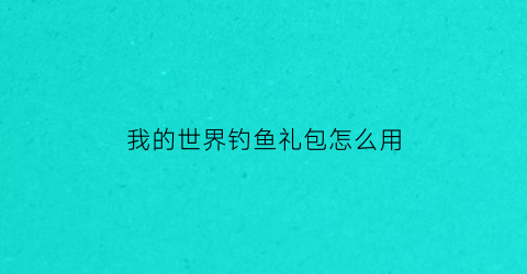 我的世界钓鱼礼包怎么用(我的世界钓鱼宝物一览)