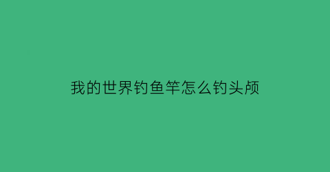 “我的世界钓鱼竿怎么钓头颅(我的世界钓鱼竿怎么钓到好东西)