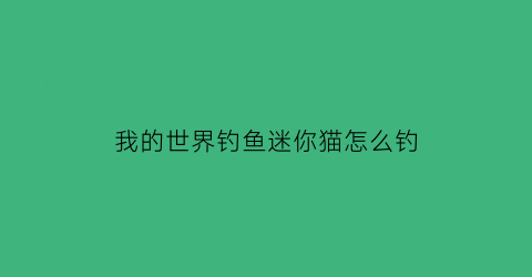 我的世界钓鱼迷你猫怎么钓(我的世界mmo钓鱼)