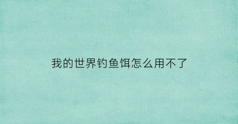 我的世界钓鱼饵怎么用不了(我的世界饵钓效果)